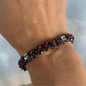 Handmade Beaded Bracelet Brown and Pink 7.5 inches